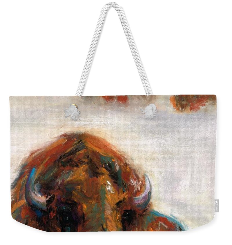 Buffalo Weekender Tote Bag featuring the painting Early Morning Snow by Frances Marino