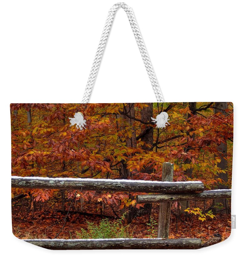 Snow Weekender Tote Bag featuring the photograph Early Snow by Terry Doyle