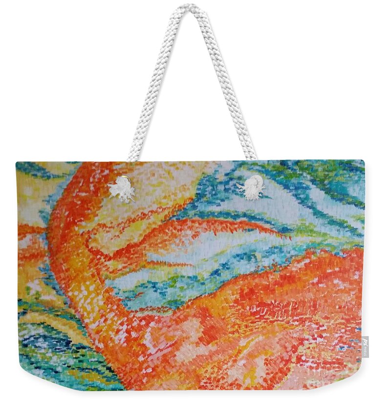 Earth (elephant ) Weekender Tote Bag featuring the painting Earth by Anneke Hietbrink