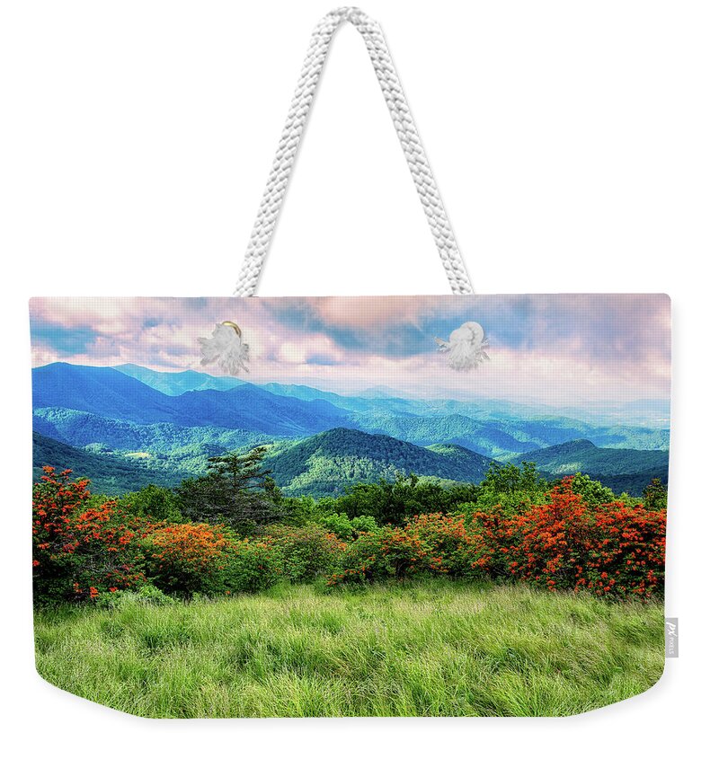 Fragrance Weekender Tote Bag featuring the photograph Earth Laughs Flowers by C Renee Martin