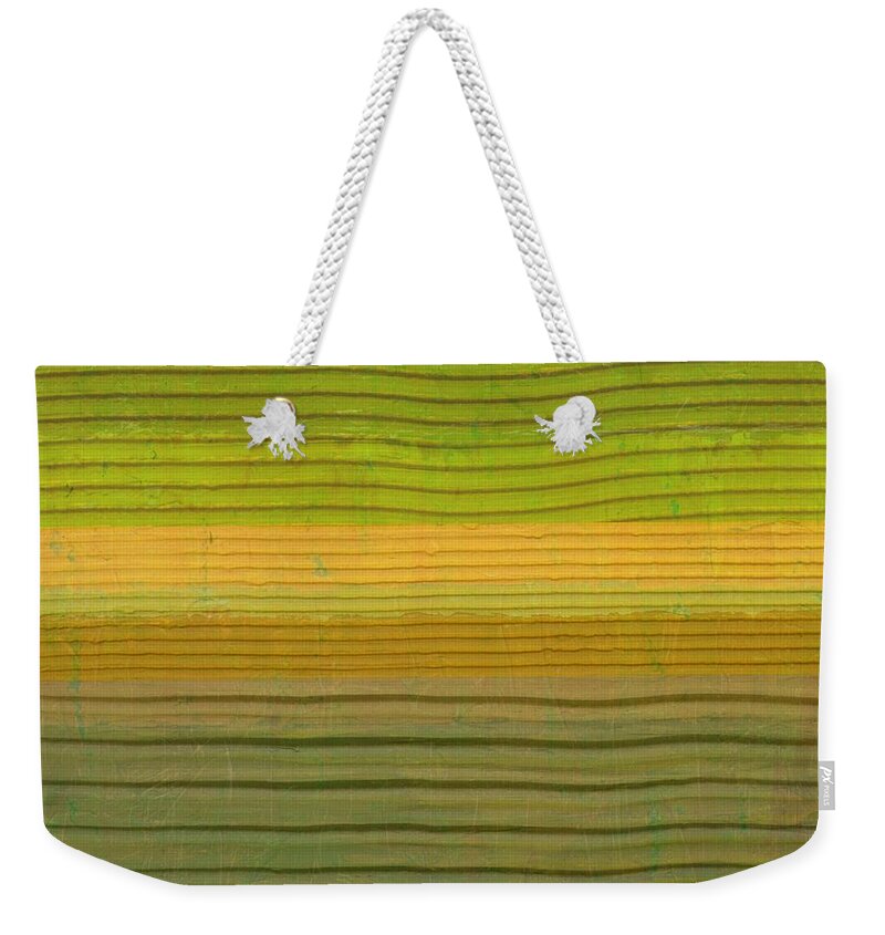Abstract Weekender Tote Bag featuring the painting Earth Layers No. 5 by Michelle Calkins