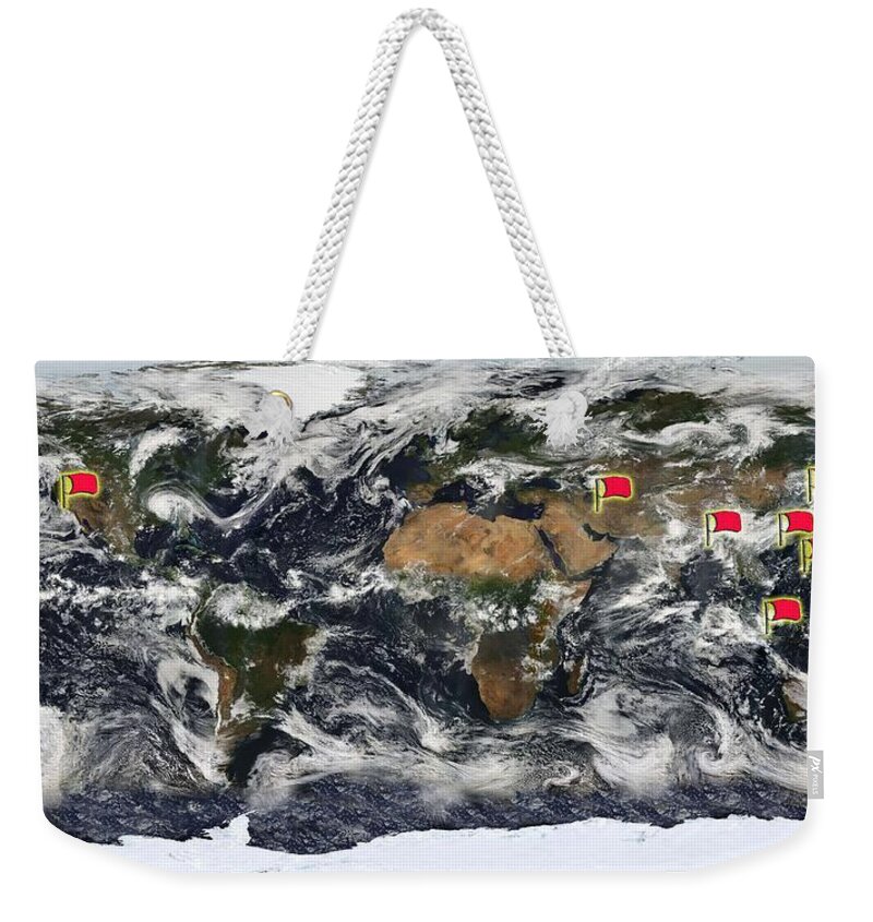 Globe Weekender Tote Bag featuring the painting Earth s Vital Signs by Celestial Images