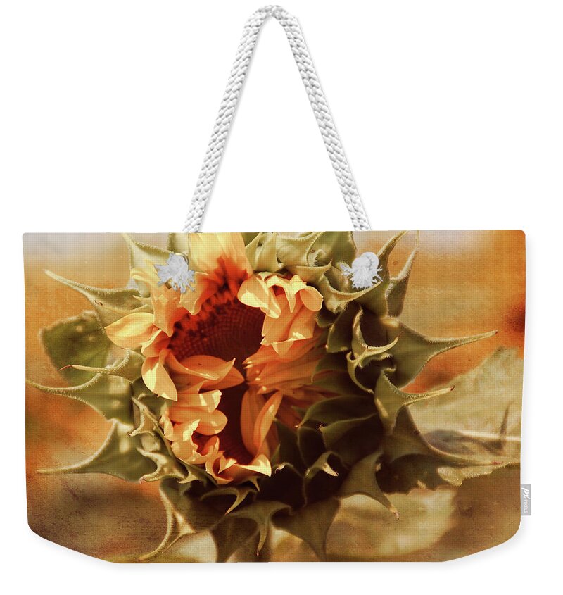 Flower Weekender Tote Bag featuring the photograph Earth Tone Elegant Sunflower by Aimee L Maher ALM GALLERY