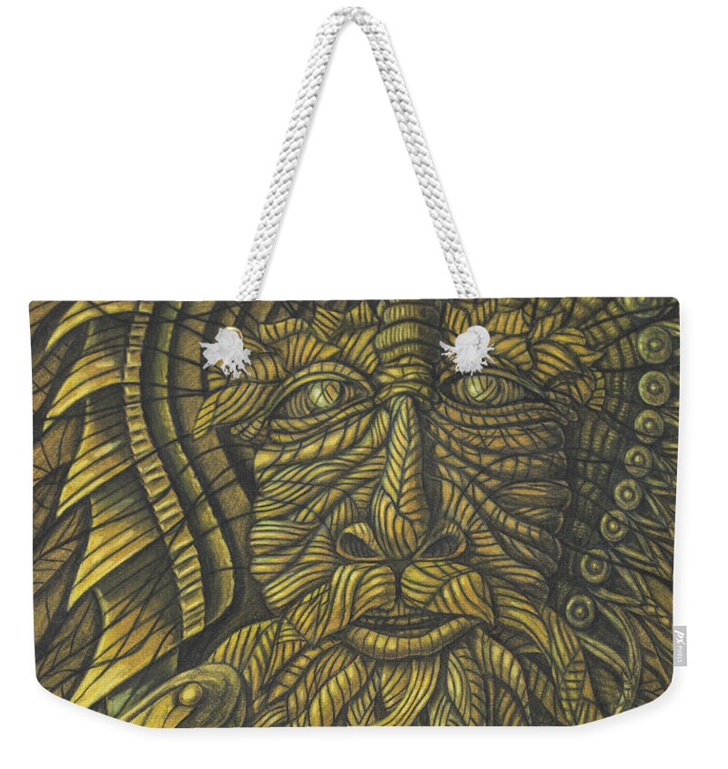 Fine Art Weekender Tote Bag featuring the drawing Earth Warrior by Scott Brennan