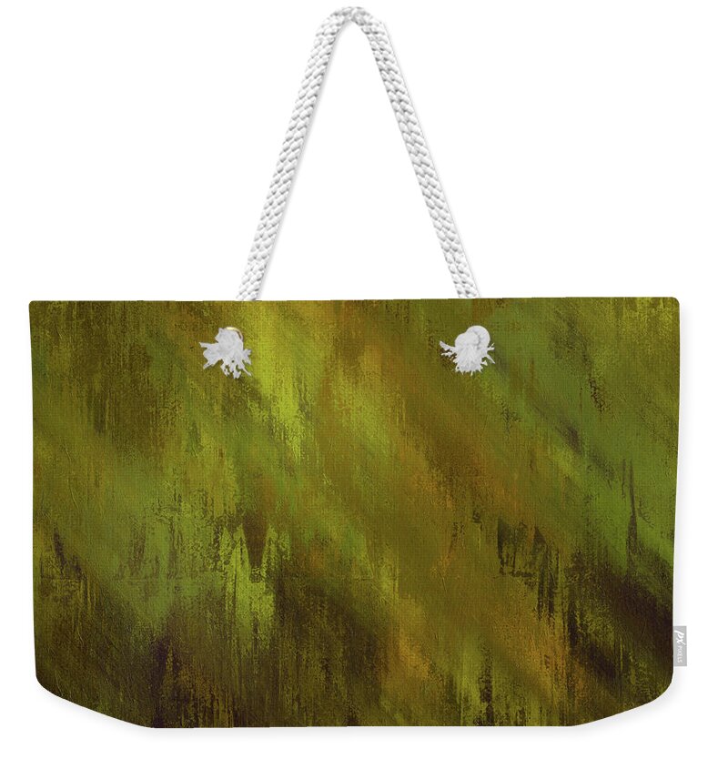 Earthly Moss Abstract Weekender Tote Bag featuring the mixed media Earthly Moss Abstract by Georgiana Romanovna