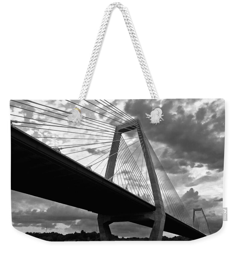 Lewis And Clark Bridge Weekender Tote Bag featuring the photograph East End Crossing 1 by Maxwell Krem
