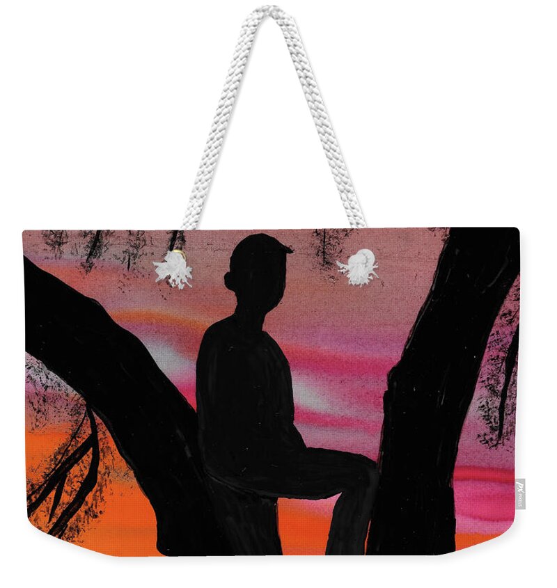 Sunset Weekender Tote Bag featuring the painting East Trailridge by Eli Tynan