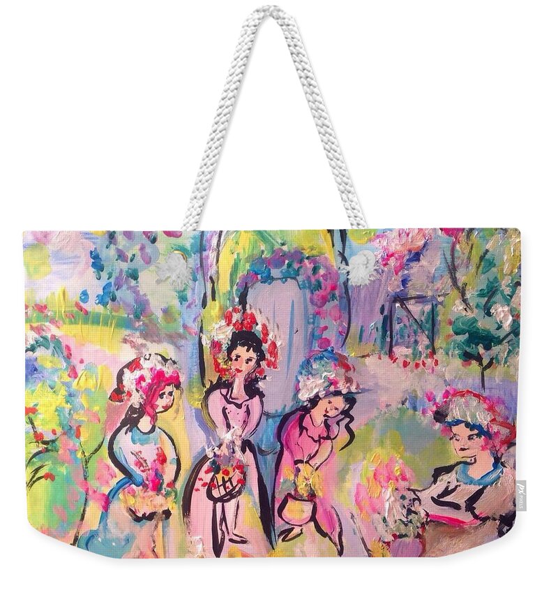 Dance Weekender Tote Bag featuring the painting Easter basket dance by Judith Desrosiers