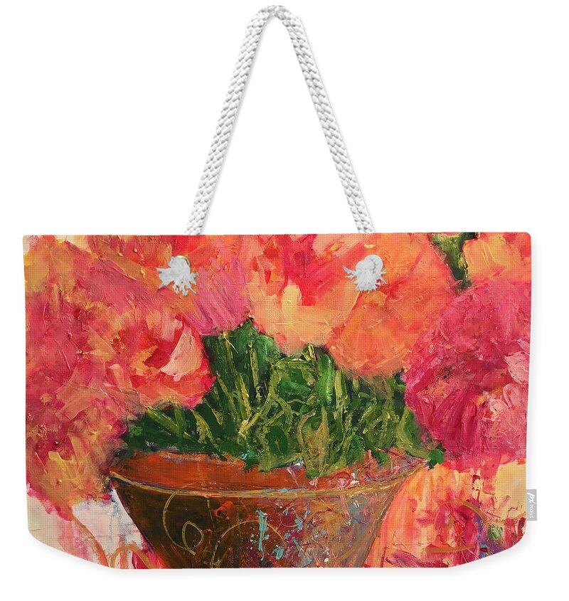 Springtime Weekender Tote Bag featuring the painting Color Your Blessings by Sherry Harradence