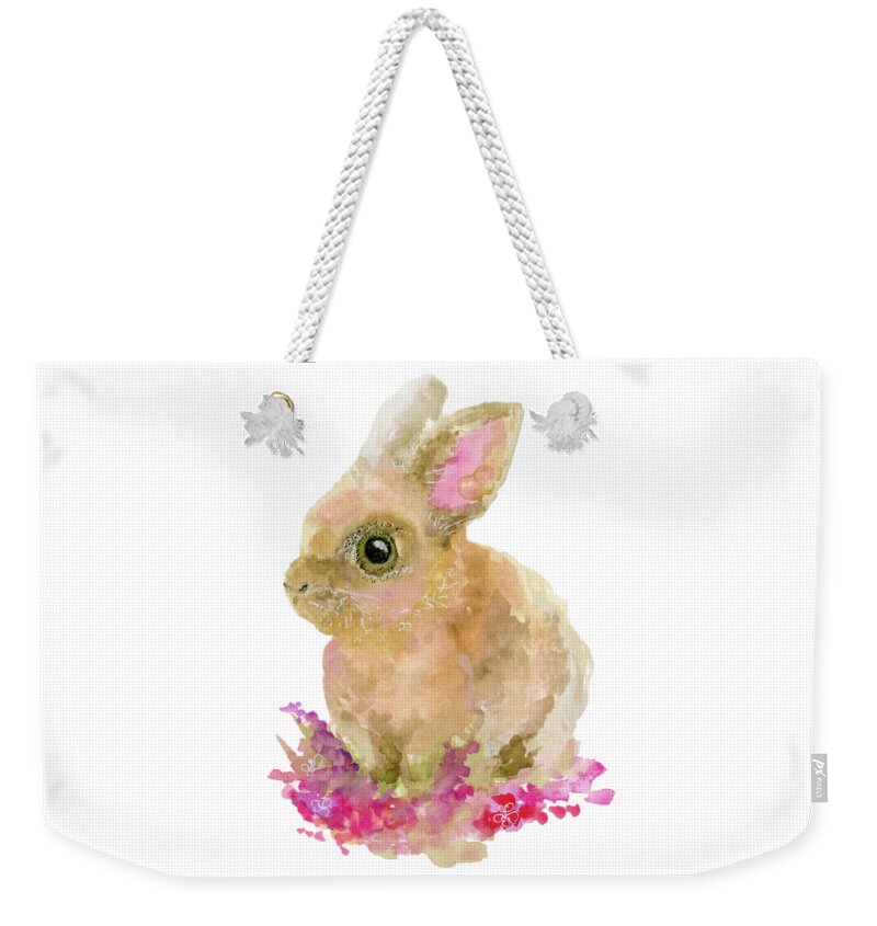 Easter Weekender Tote Bag featuring the painting Easter Bunny by Lauren Heller