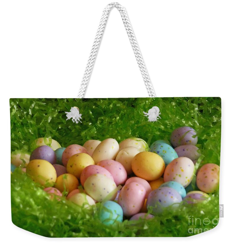 Easter Egg Nest Weekender Tote Bag featuring the photograph Easter Egg Nest by Two Hivelys