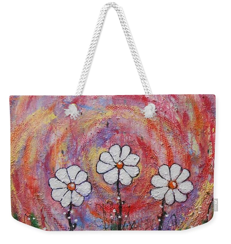 Abstract Weekender Tote Bag featuring the painting Easter Lily Flower Garden by GH FiLben