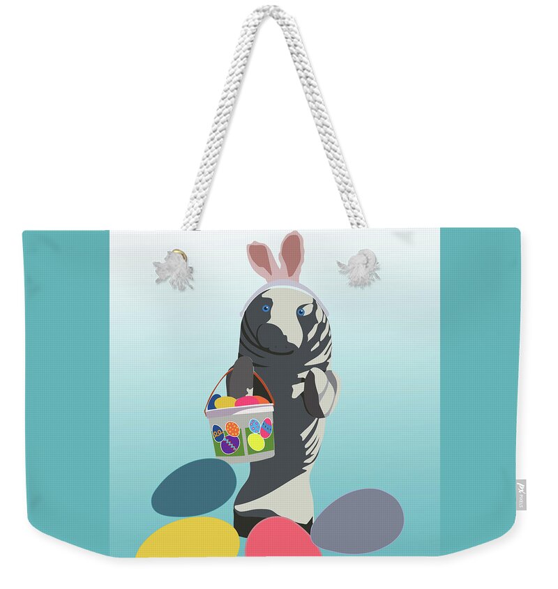 Easter Weekender Tote Bag featuring the digital art Easter Manatee by Megan Dirsa-DuBois
