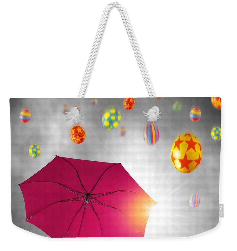 April Weekender Tote Bag featuring the photograph Easter Umbrella by Carlos Caetano