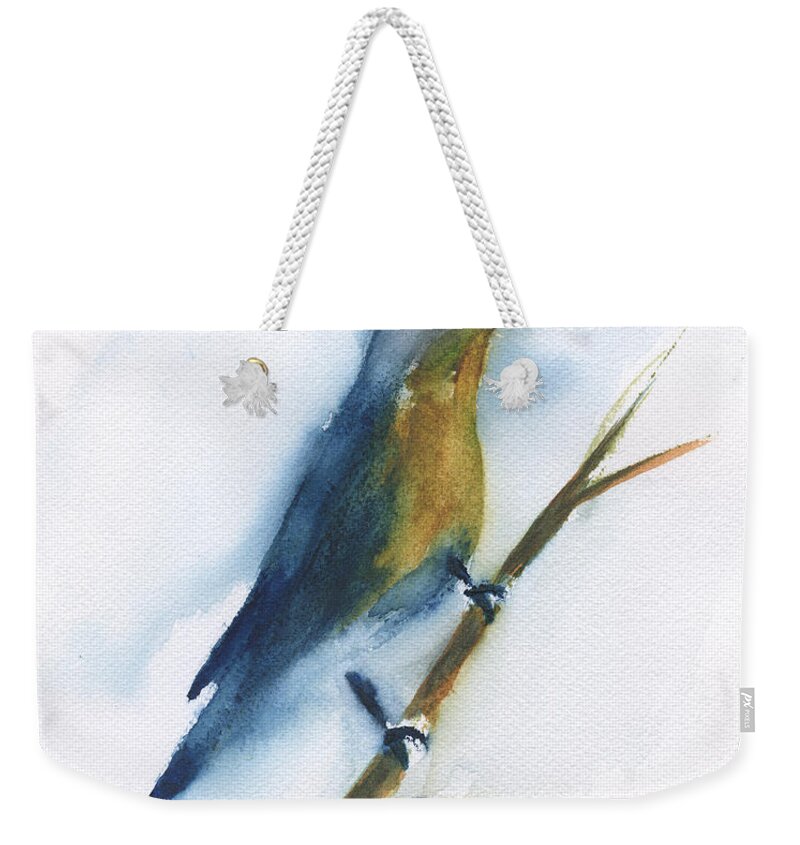 Eastern Bluebird 2 Weekender Tote Bag featuring the painting Eastern Bluebird 2 by Frank Bright