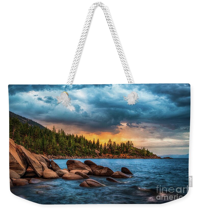 Lake Tahoe Weekender Tote Bag featuring the photograph Eastern Glow at Sunset by Anthony Michael Bonafede