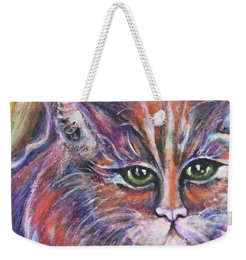 Original Painting Weekender Tote Bag featuring the painting EazyBreezyLazy Sunday by Rae Chichilnitsky