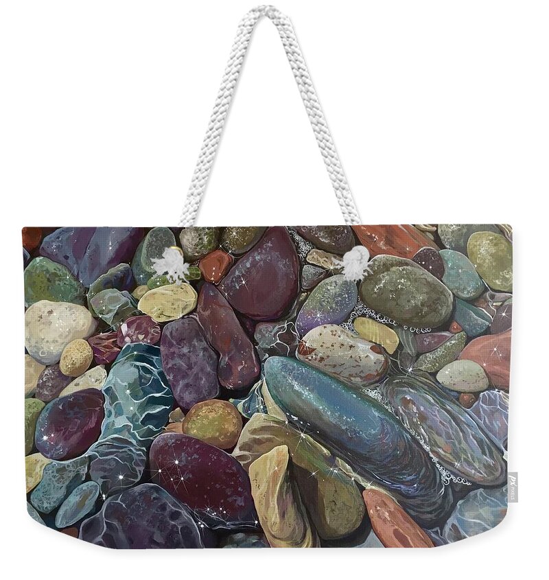 Stones Weekender Tote Bag featuring the painting Ebb Tide by Hunter Jay