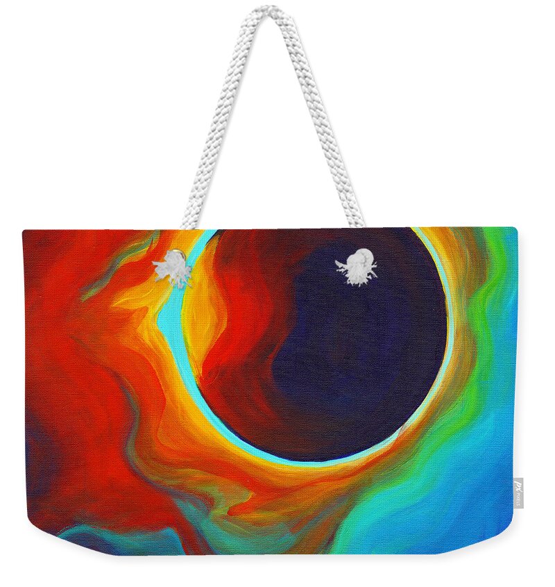 Total Solar Eclipse Weekender Tote Bag featuring the painting Eclipse by Tanya Filichkin