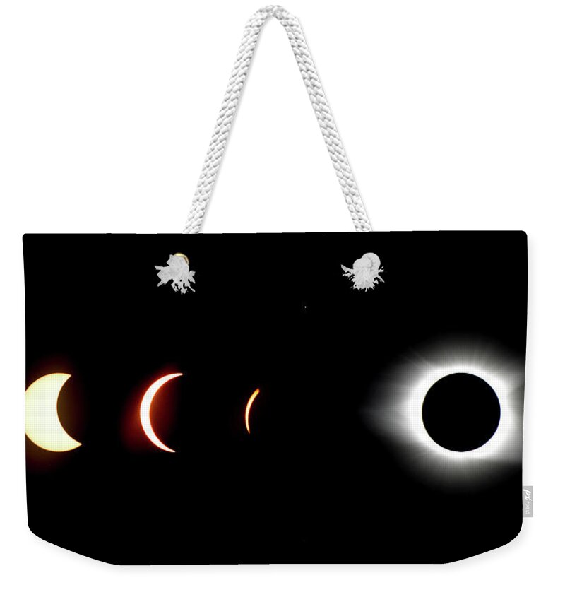 Solar Weekender Tote Bag featuring the photograph Eclipse to Totality by Nancy Landry
