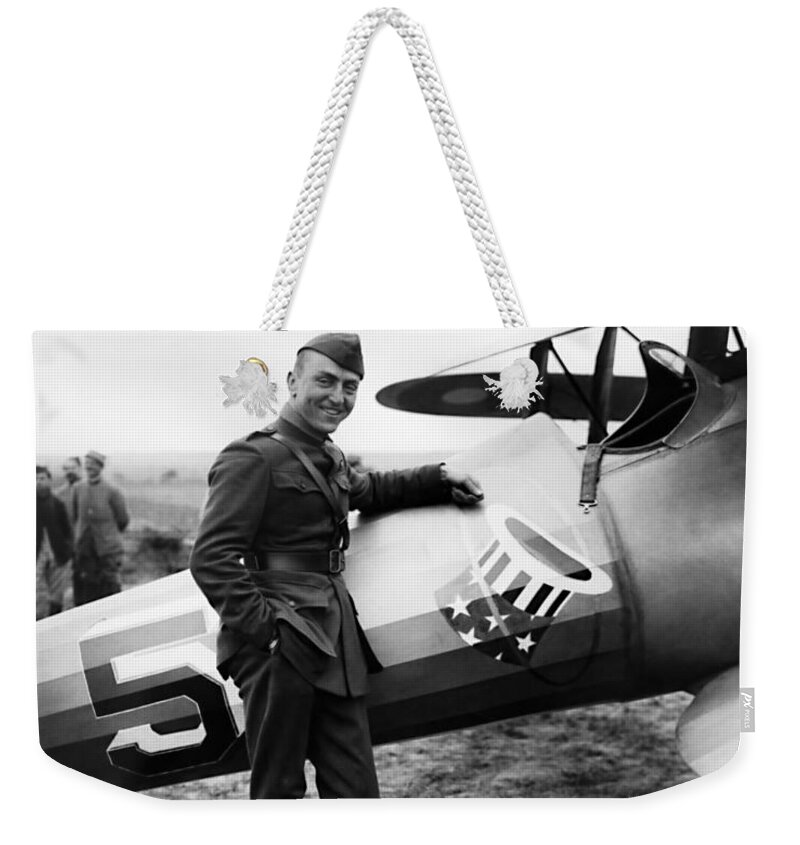 Eddie Rickenbacker Weekender Tote Bag featuring the photograph Eddie Rickenbacker - WW1 American Air Ace by War Is Hell Store