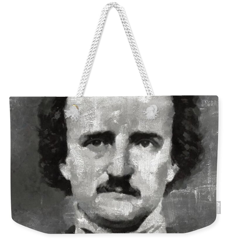Edgar Weekender Tote Bag featuring the painting Edgar Allan Poe Author by Esoterica Art Agency