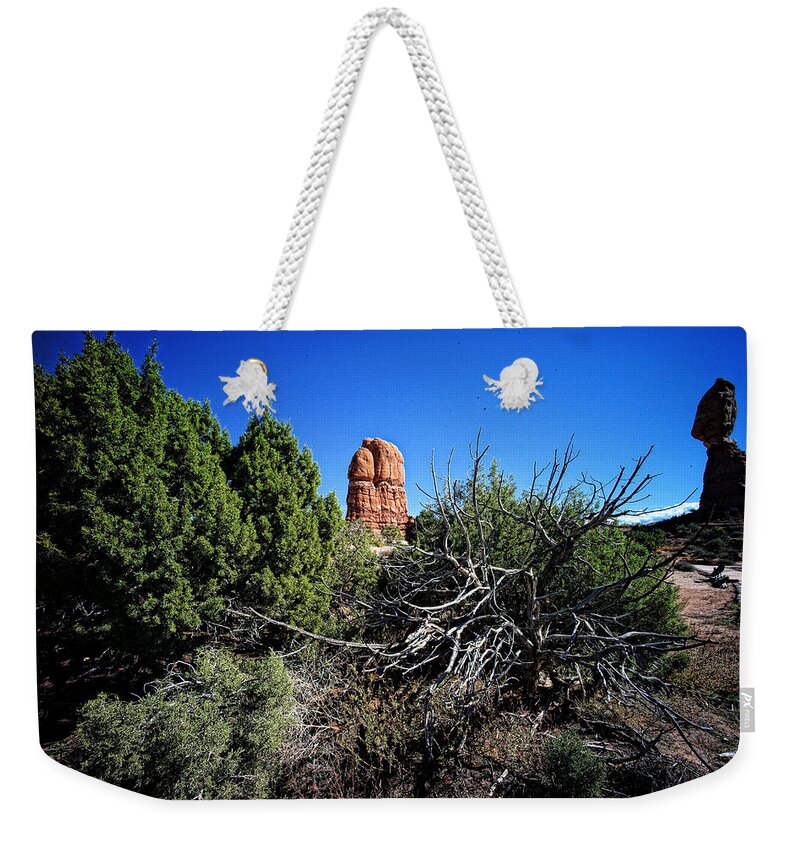 Arches National Park Weekender Tote Bag featuring the photograph Edge Of Life Arches by Lawrence Christopher