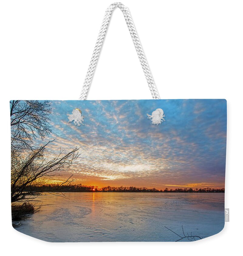 Ice Weekender Tote Bag featuring the photograph Edge of the Lake to Eternity by David Arment