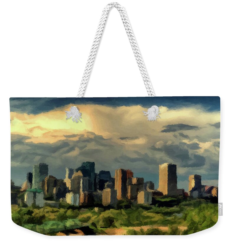 Edmonton Weekender Tote Bag featuring the photograph Edmonton Skyline by David Dehner