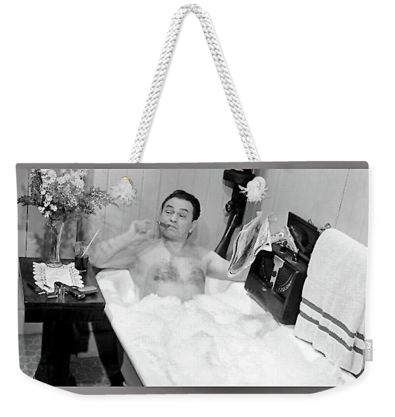 Edward G. Robinson As Mobster Johnny Rocco Taking A Bath Key Largo 1948-2016 Weekender Tote Bag featuring the photograph Edward G. Robinson as mobster Johnny Rocco taking a bath Key Largo 1948-2016 by David Lee Guss