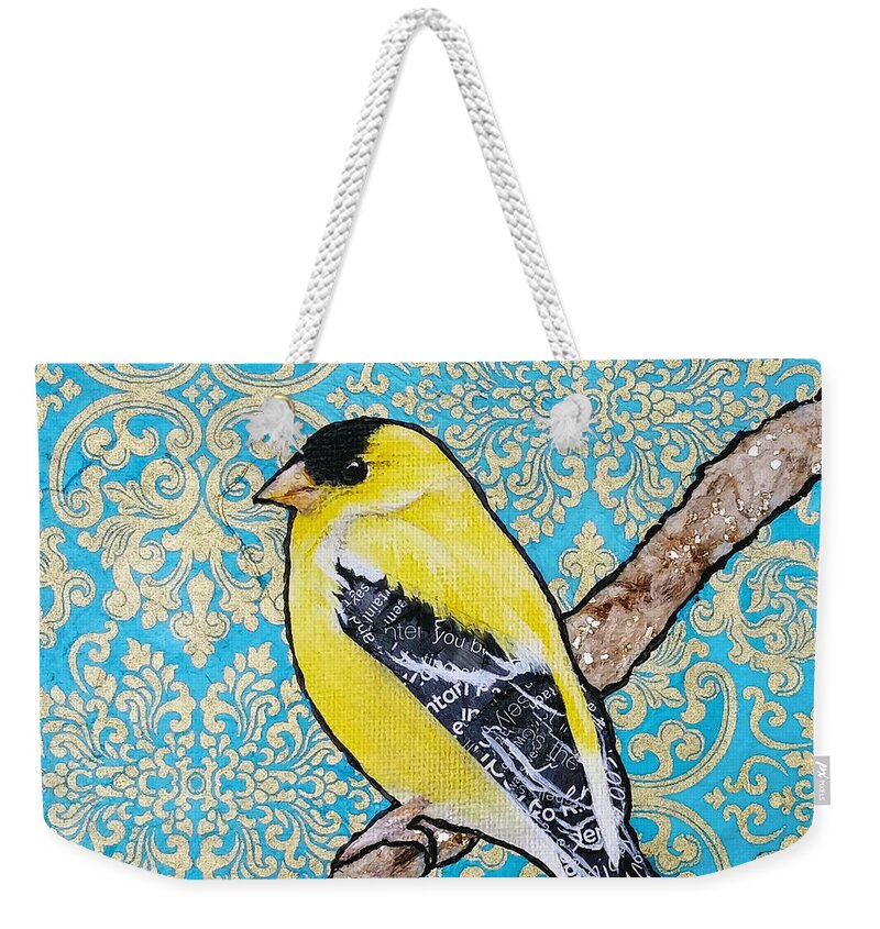 Bird Weekender Tote Bag featuring the painting Edward by Jacqueline Bevan
