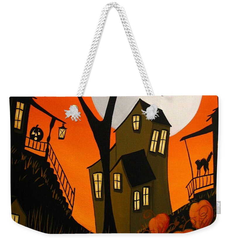 Art Weekender Tote Bag featuring the painting Eerie Evening - Halloween witch art by Debbie Criswell