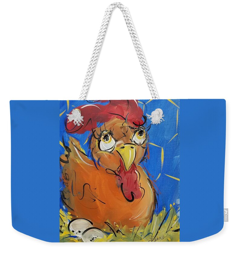 Hen Weekender Tote Bag featuring the painting Eggs for Breakfast by Terri Einer