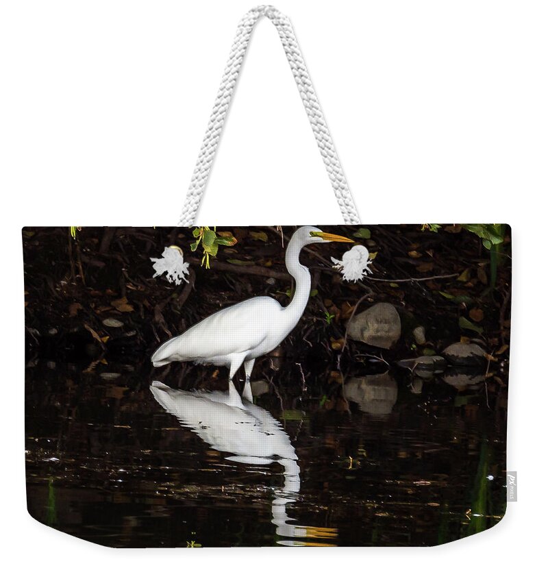 Great Egret Weekender Tote Bag featuring the photograph Egret Reflection by Jack Peterson