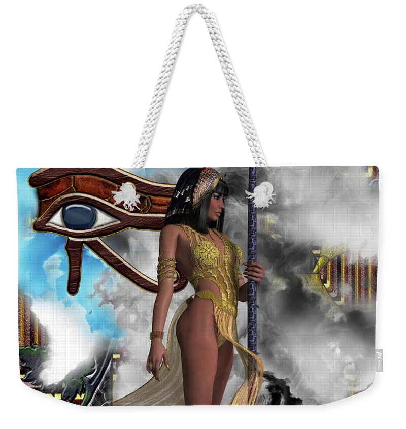 Old Kingdom Weekender Tote Bag featuring the painting Egyptian Echoes of Time by Corey Ford