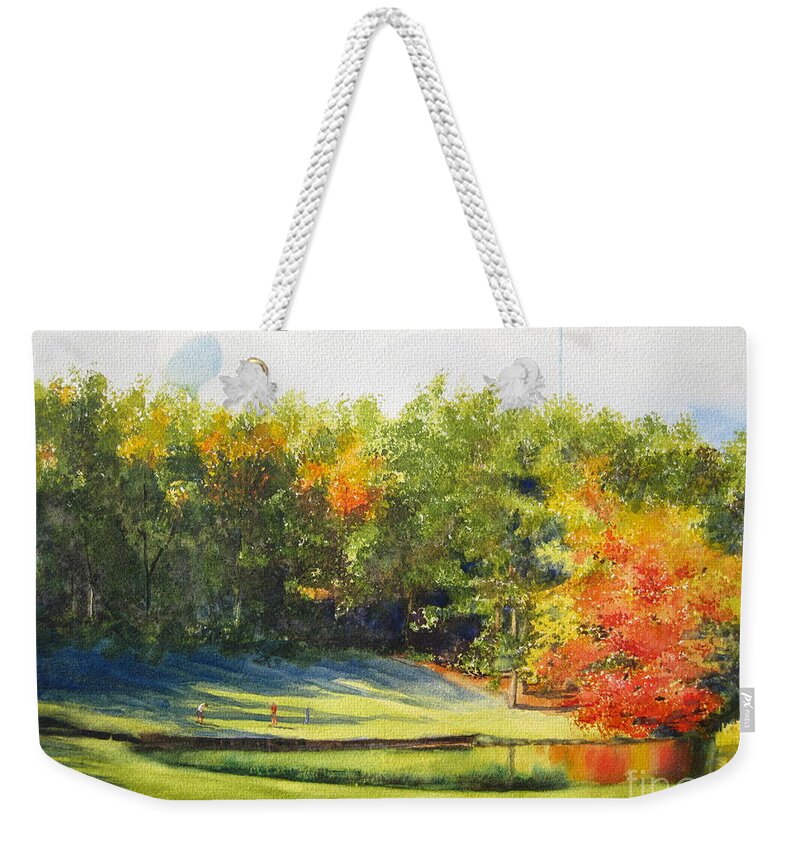 Landscape Weekender Tote Bag featuring the painting Eighteenth Hole by Shirley Braithwaite Hunt