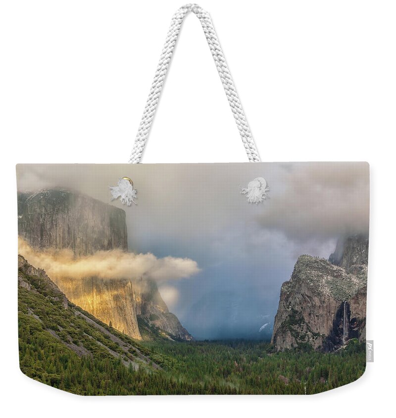 Landscape Weekender Tote Bag featuring the photograph El Capitan Halo by Jonathan Nguyen
