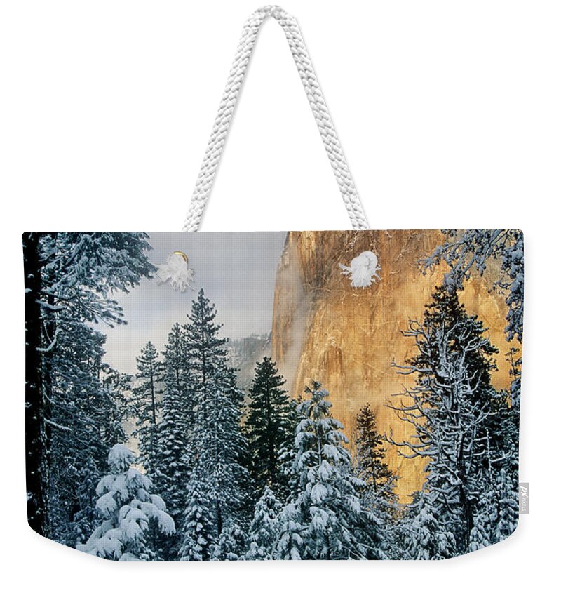 North America Weekender Tote Bag featuring the photograph El Capitan on a Winter Morning Yosemite National Park California by Dave Welling