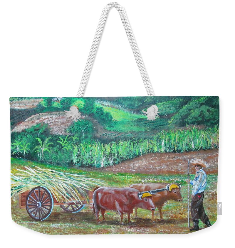 Finca Weekender Tote Bag featuring the painting El Paraiso Del Campesino by Luis F Rodriguez
