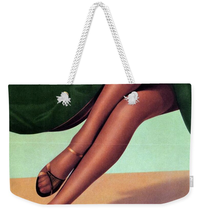 Elbeo Weekender Tote Bag featuring the mixed media Elbeo Tights and Stockings - High Heels - Vintage Advertising Poster by Studio Grafiikka