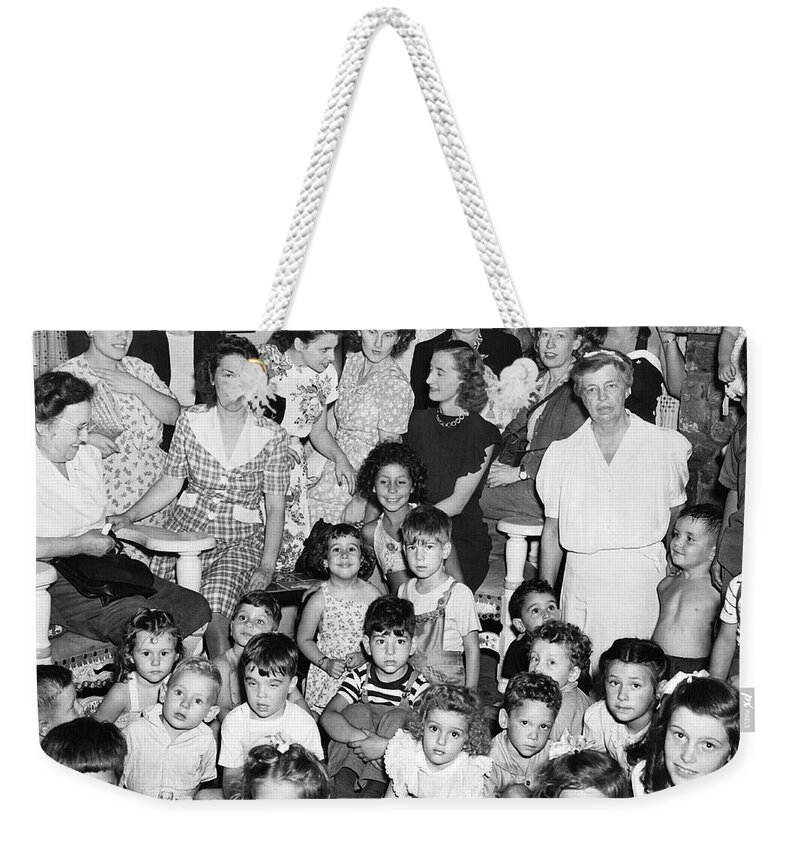 1940's Weekender Tote Bag featuring the photograph Eleanor Roosevelt And Children by Underwood Archives