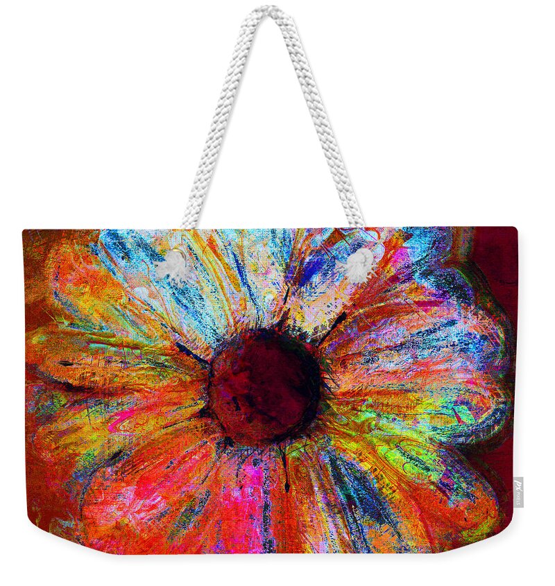 Daisy Weekender Tote Bag featuring the painting Electric Daisy by Julie Lueders 