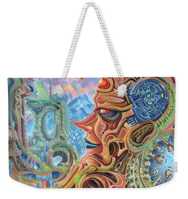 Acrylic Painting Weekender Tote Bag featuring the painting Electric Dreams by Mark Cooper