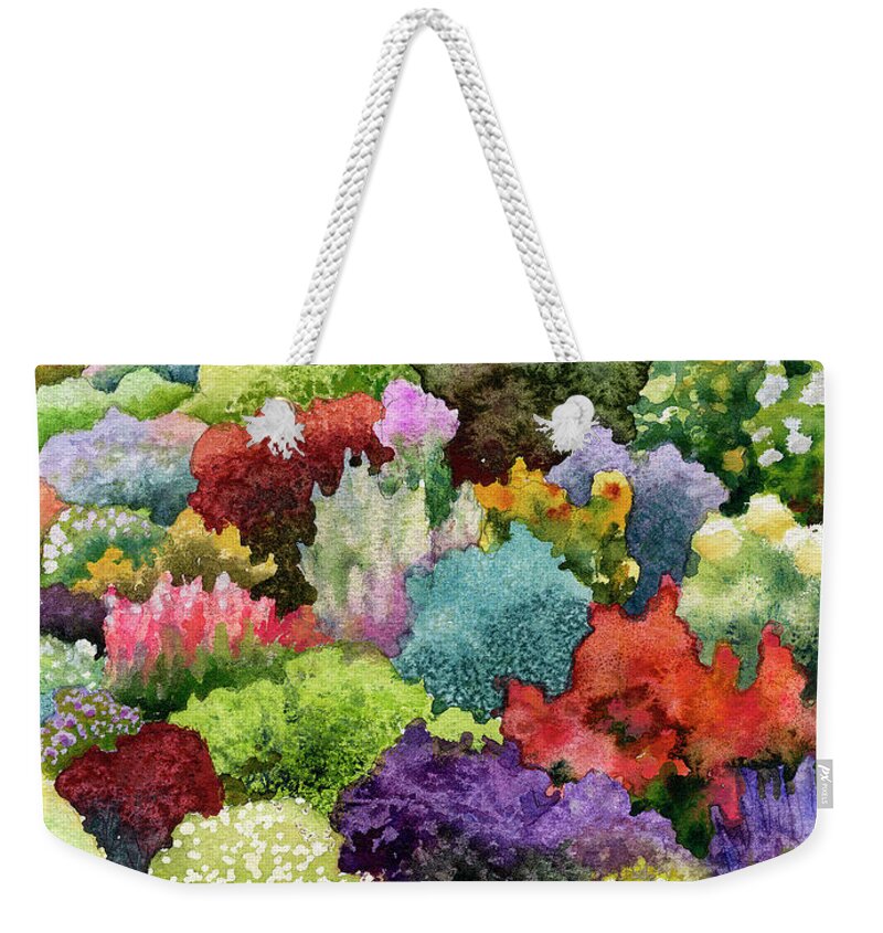 Garden Painting Weekender Tote Bag featuring the painting Electric Garden by Anne Gifford