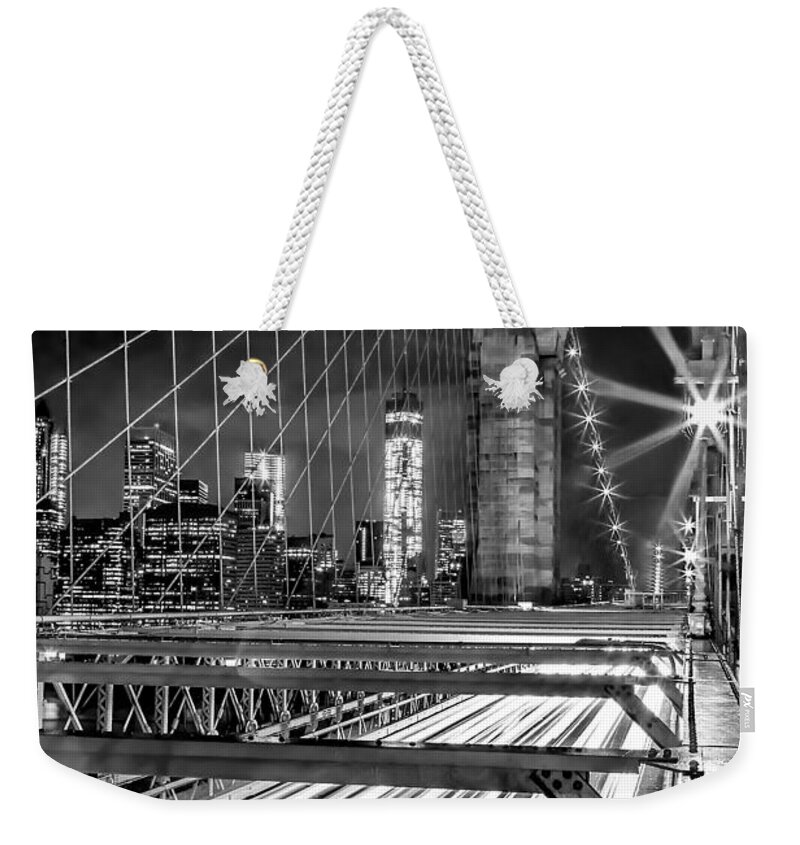 Brooklyn Bridge Weekender Tote Bag featuring the photograph Electrify by Az Jackson