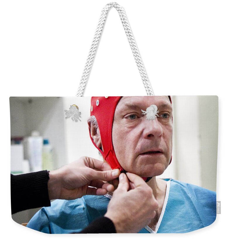 Examination Weekender Tote Bag featuring the photograph Electroencephalography Cap by Amlie Benoist