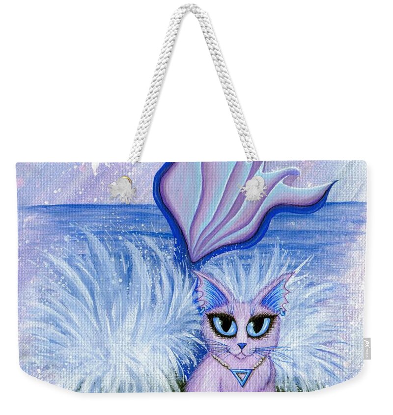 Elements Weekender Tote Bag featuring the painting Elemental Water Mermaid Cat by Carrie Hawks