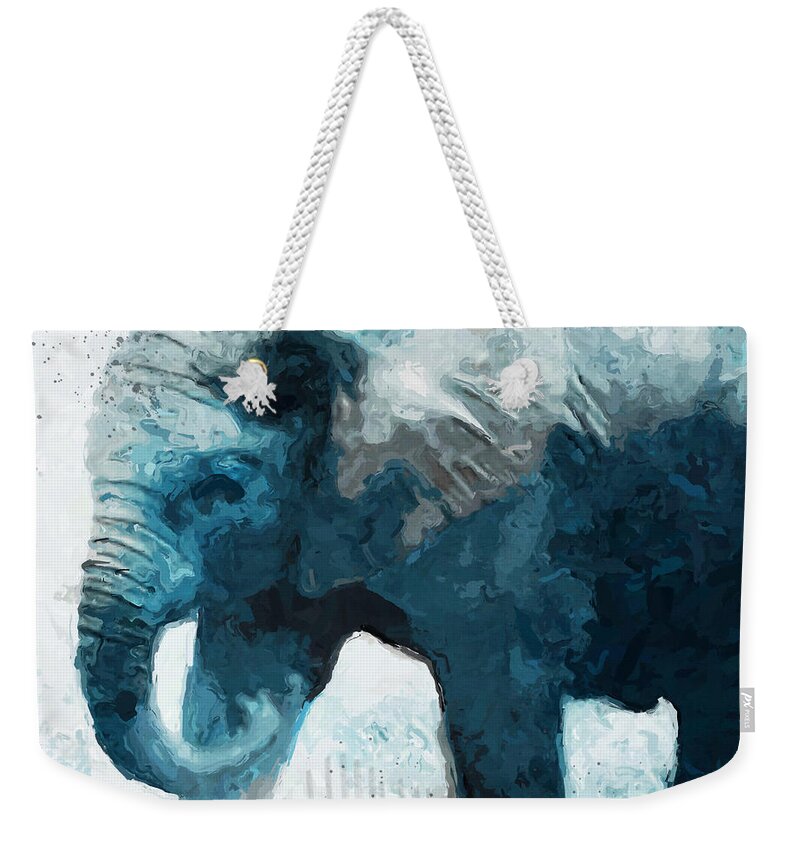 Elephant Weekender Tote Bag featuring the digital art Elephant- Art by Linda Woods by Linda Woods