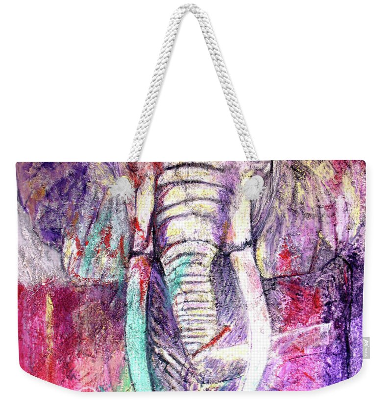 Endangered Species Weekender Tote Bag featuring the painting Elephant by Toni Willey