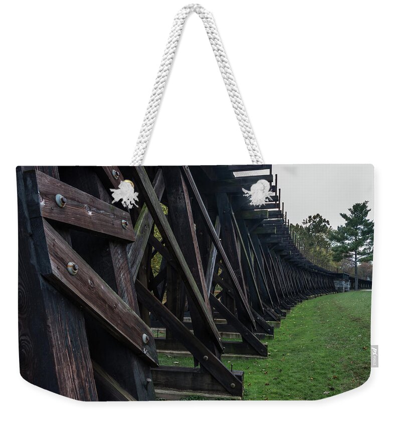 Tourist Weekender Tote Bag featuring the photograph Harpers Ferry Elevated Railroad by Ed Clark